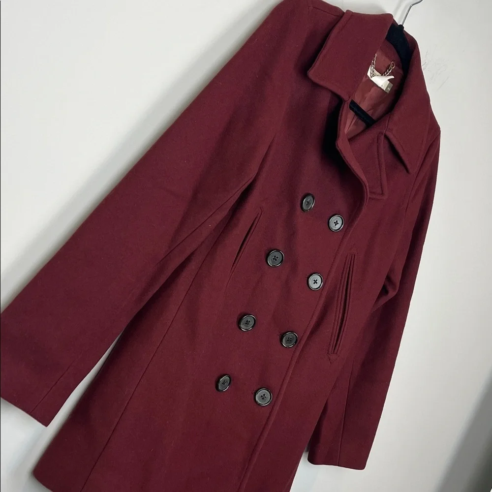 J. Crew Wool Double-Breasted Maroon Burgundy Pea Coat Women's Size XS